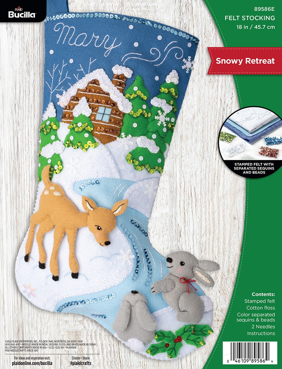 Snowy Retreat Bucilla Felt Stocking Kit