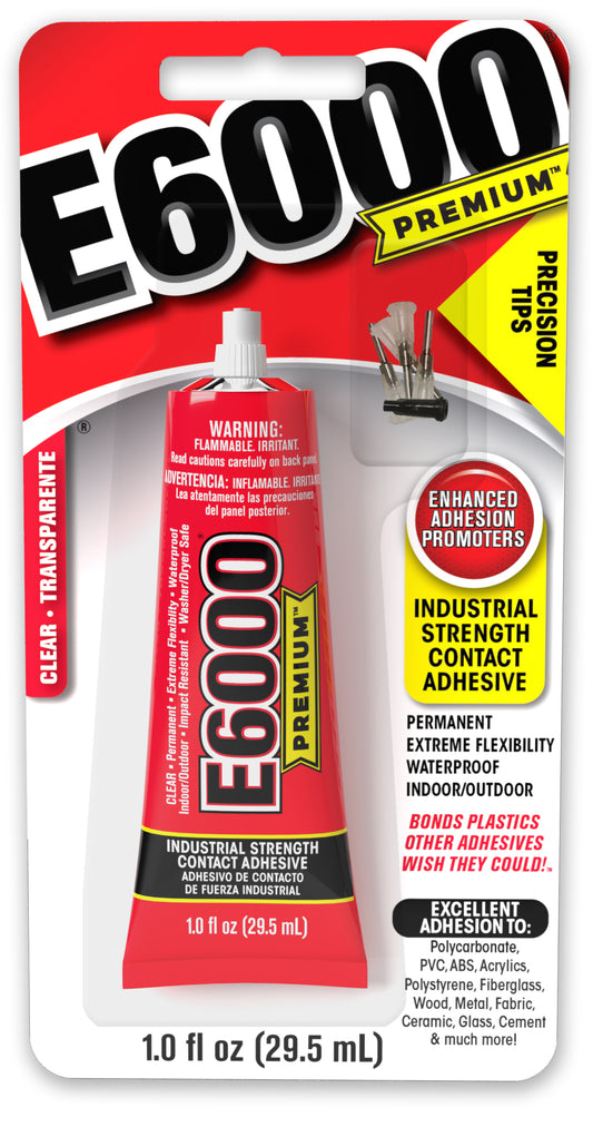 E6000® Premium Clear w/precision tips 1 oz tube 6/case 205100