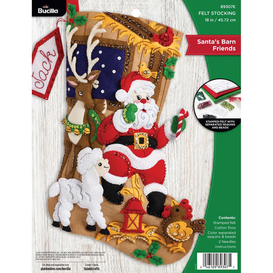 Bucilla ® Seasonal - Felt - Stocking Kits - Santa's Barn Friends 89307E