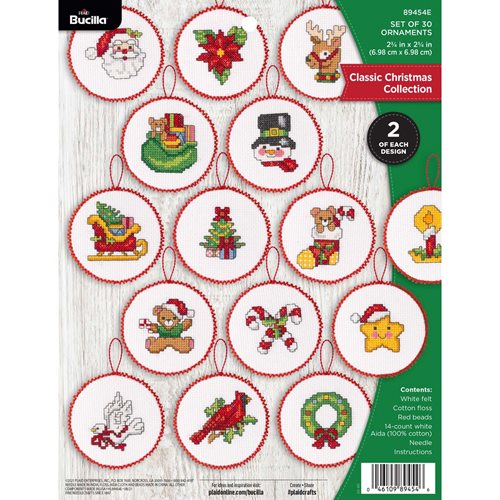 Bucilla ® Seasonal - Counted Cross Stitch - Ornament Kits - Classic Christmas Collection - 89454E