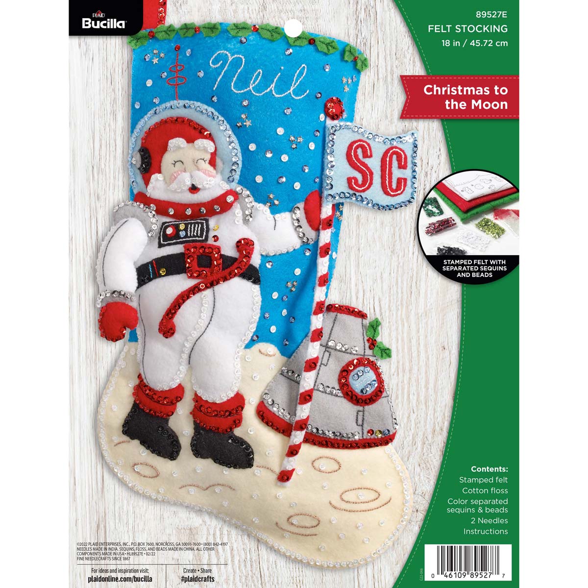 Bucilla ® Seasonal - Felt - Stocking Kits - Christmas to the Moon - 89527E