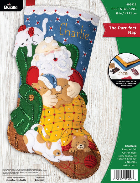 Bucilla ® Seasonal - Felt - Stocking Kits - The Purr-fect Nap - 89582E