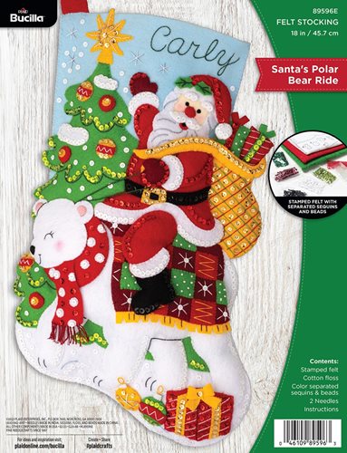 Bucilla ® Seasonal - Felt - Stocking Kits - Santa's Polar Bear Ride - 89596E