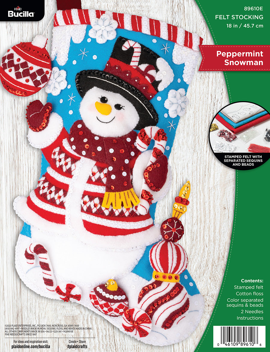 Bucilla ® Seasonal - Felt - Stocking Kits - Peppermint Snowman - 89610E