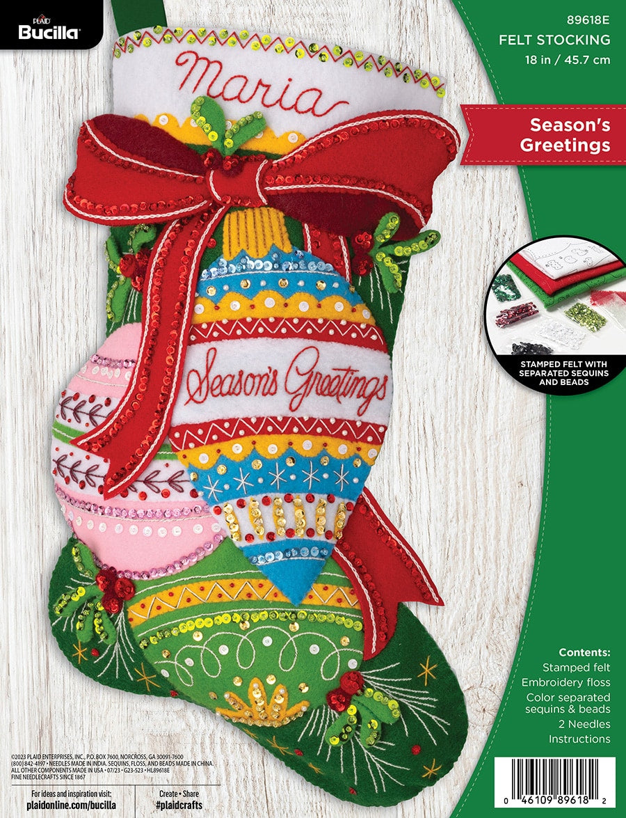 Bucilla ® Seasonal - Felt - Stocking Kits - Season's Greetings - 89618E