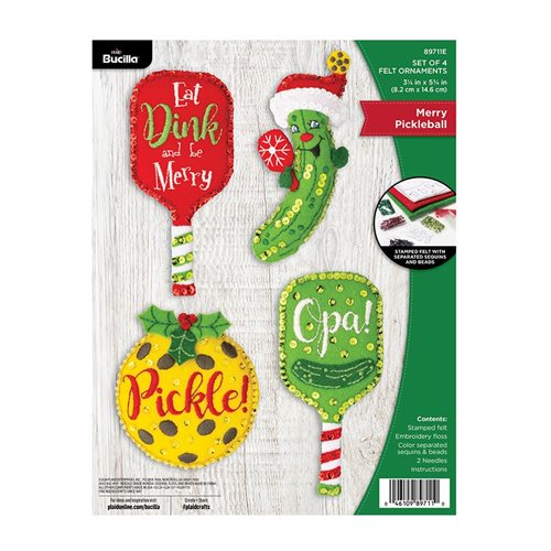 Bucilla ® Seasonal - Felt Ornament Kits - Merry Pickleball - 89711E