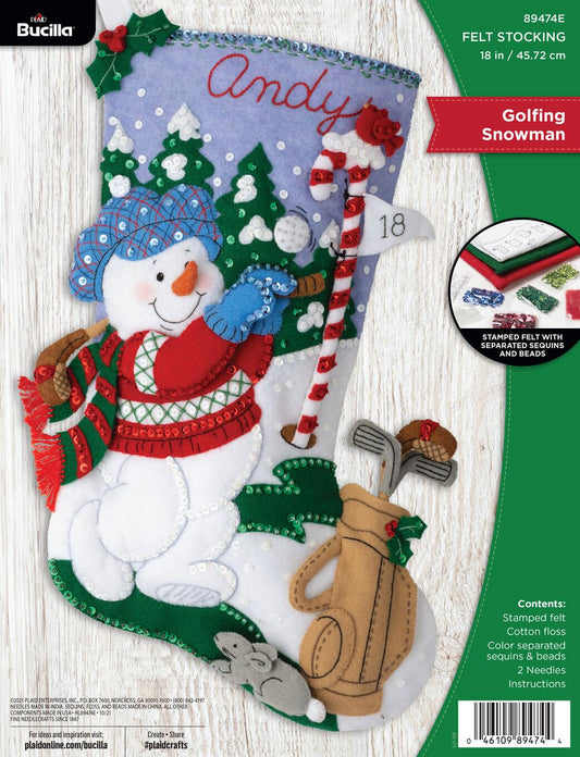 Bucilla ® Seasonal - Felt - Stocking Kits - Golfing Snowman - 89474E