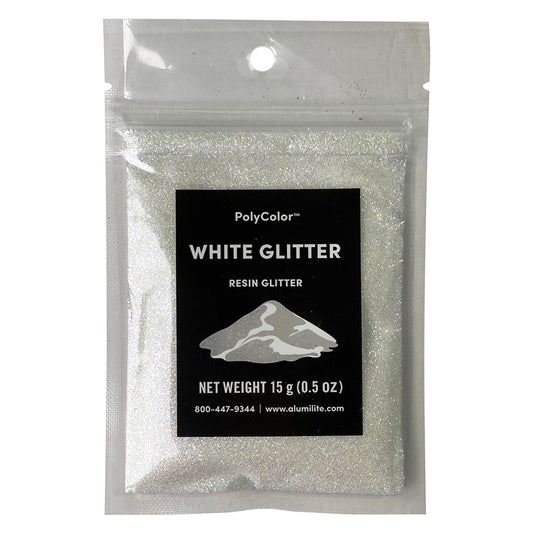 Polycolor Resin Powder White Glitter 15 Gram Bag (0.5 oz)  AL31065