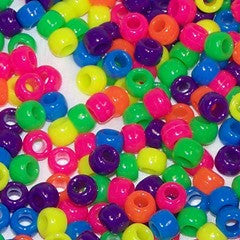 Pony Beads 6 x 9mm  Neon Colors Pkg 1000 - Creative Wholesale