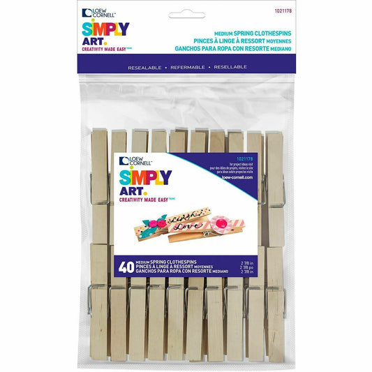 Medium Spring Clothespins  by Simply Art 40 Count 1021178  (DISCONTINUED)