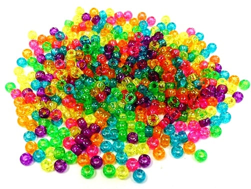 Mini Pony Beads 6.5 x 4mm Sparkle Multi 2300 Pieces 1651SV467 - Creative Wholesale