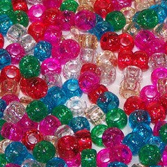 Pony Beads 6 x 9mm Sparkle Colors Pkg 1000  750V - Creative Wholesale