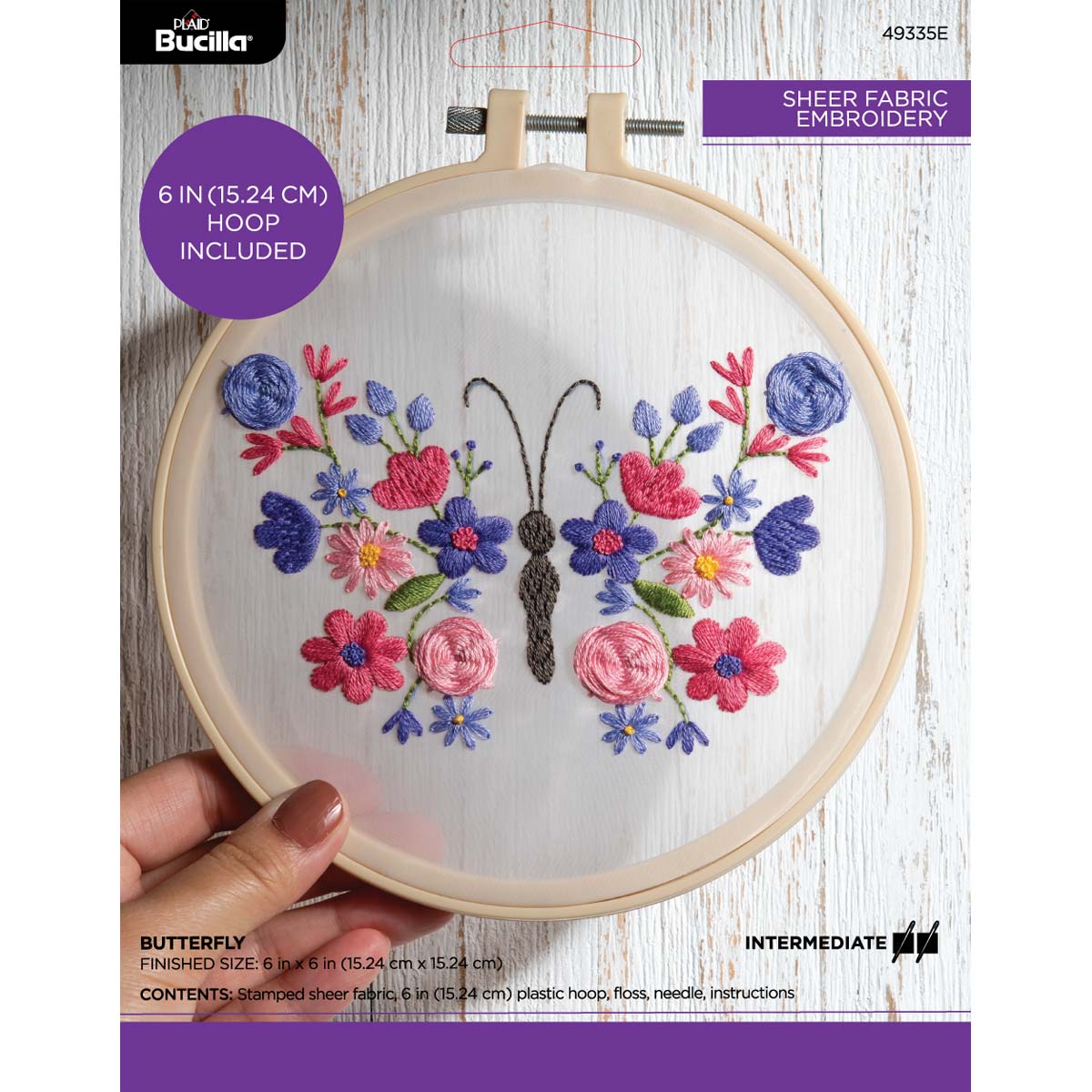Bucilla ® Stamped Sheer Fabric Embroidery - Butterfly - 49335E