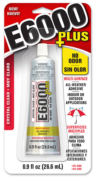 E6000 Plus  Glue Clear .9 oz  #570110C NO ODOR,  New Product, Case/6 - Creative Wholesale