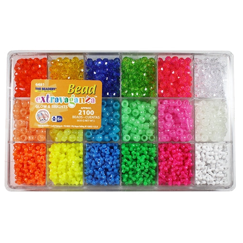 Bead Box Bead Extravaganza Glow and Brights 2100 Pieces #6491 - Creative Wholesale