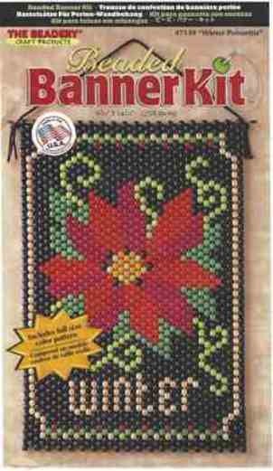 Beaded Banner Kit Winter Poinsettia  #7139 - Creative Wholesale