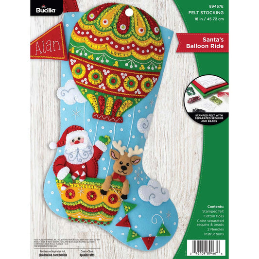 Bucilla ® Seasonal - Felt - Stocking Kits - Santa's Balloon Ride 89467E