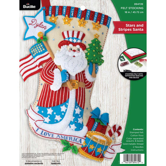 Bucilla ® Seasonal - Felt - Stocking Kits - Stars & Stripes Santa 89472E