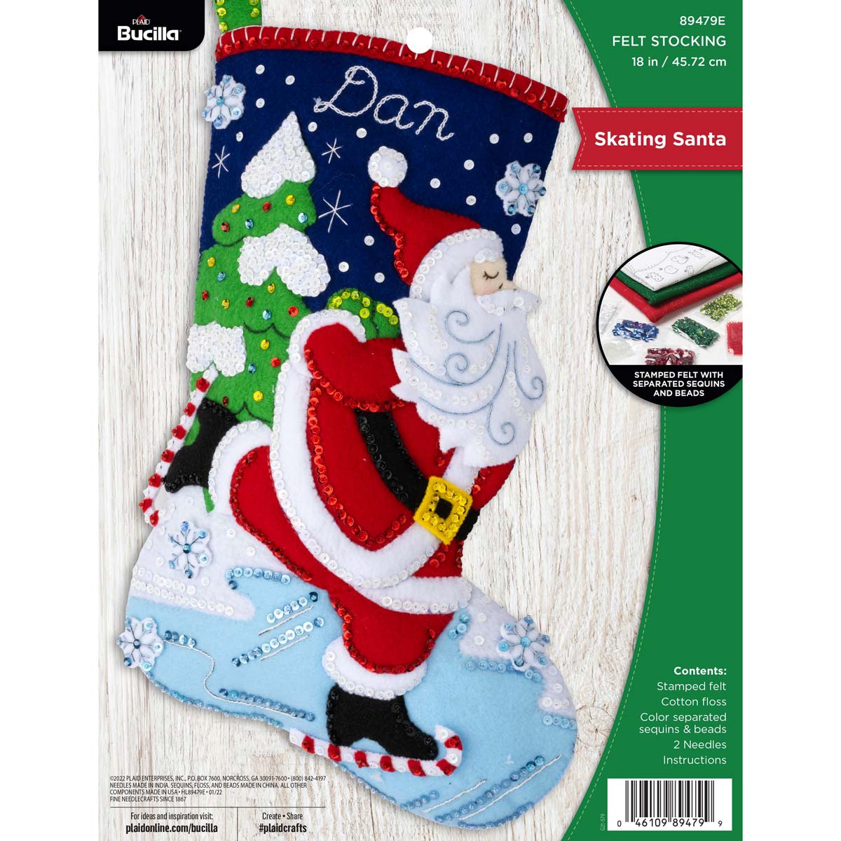Bucilla ® Seasonal - Felt - Stocking Kits - Skating Santa 89479E