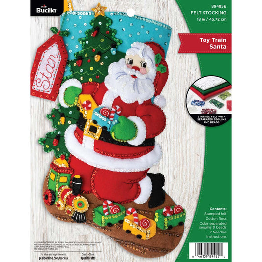 Bucilla ® Seasonal - Felt - Stocking Kits - Toy Train Santa 89485E