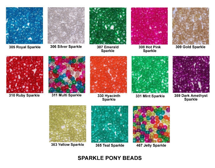 Pony Beads 6 x 9mm Sparkle Colors Pkg 1000  750V - Creative Wholesale