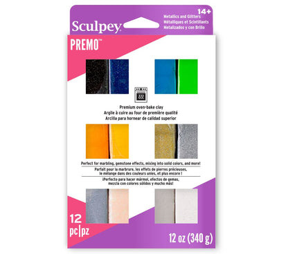 Sculpey Premo™ 12 Piece Metallics and Glitters Multi-pack PE VMS-12
